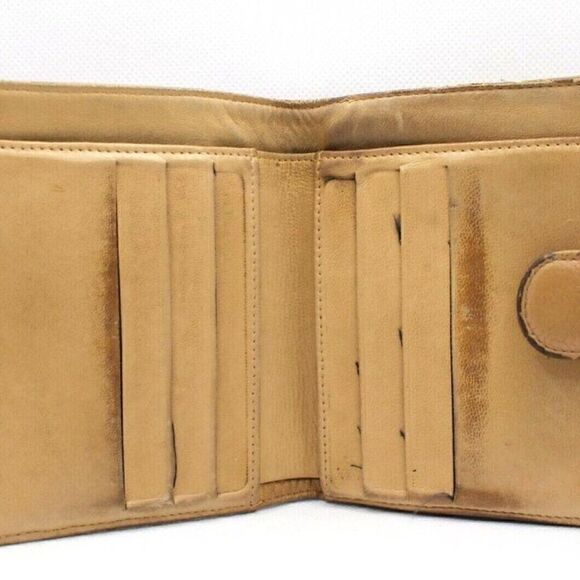 CHANEL CC LOGO CAVIAR SKIN BIFOLD WALLET BEIGE LEATHER COIN PURSE - Picture 7 of 12